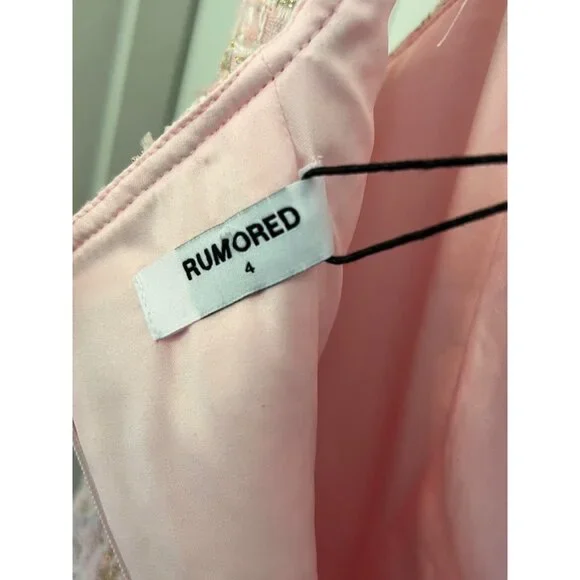 Rumored Pink Tweed Sleeveless Mini Dress Size 4 NWT - Picture 7 of 8